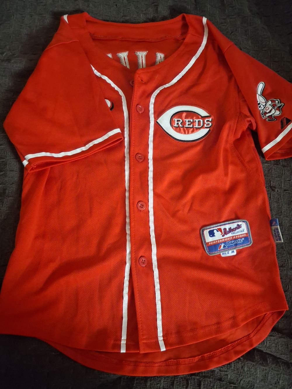 Majestic Red Cincinnati Reds Button-Front Jersey with White Piping